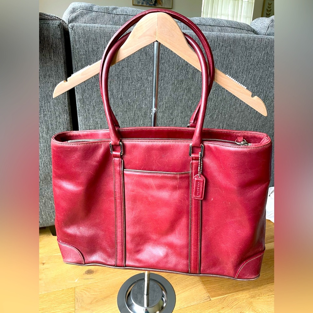 Coach Wine Red Leather Shoulder Bag